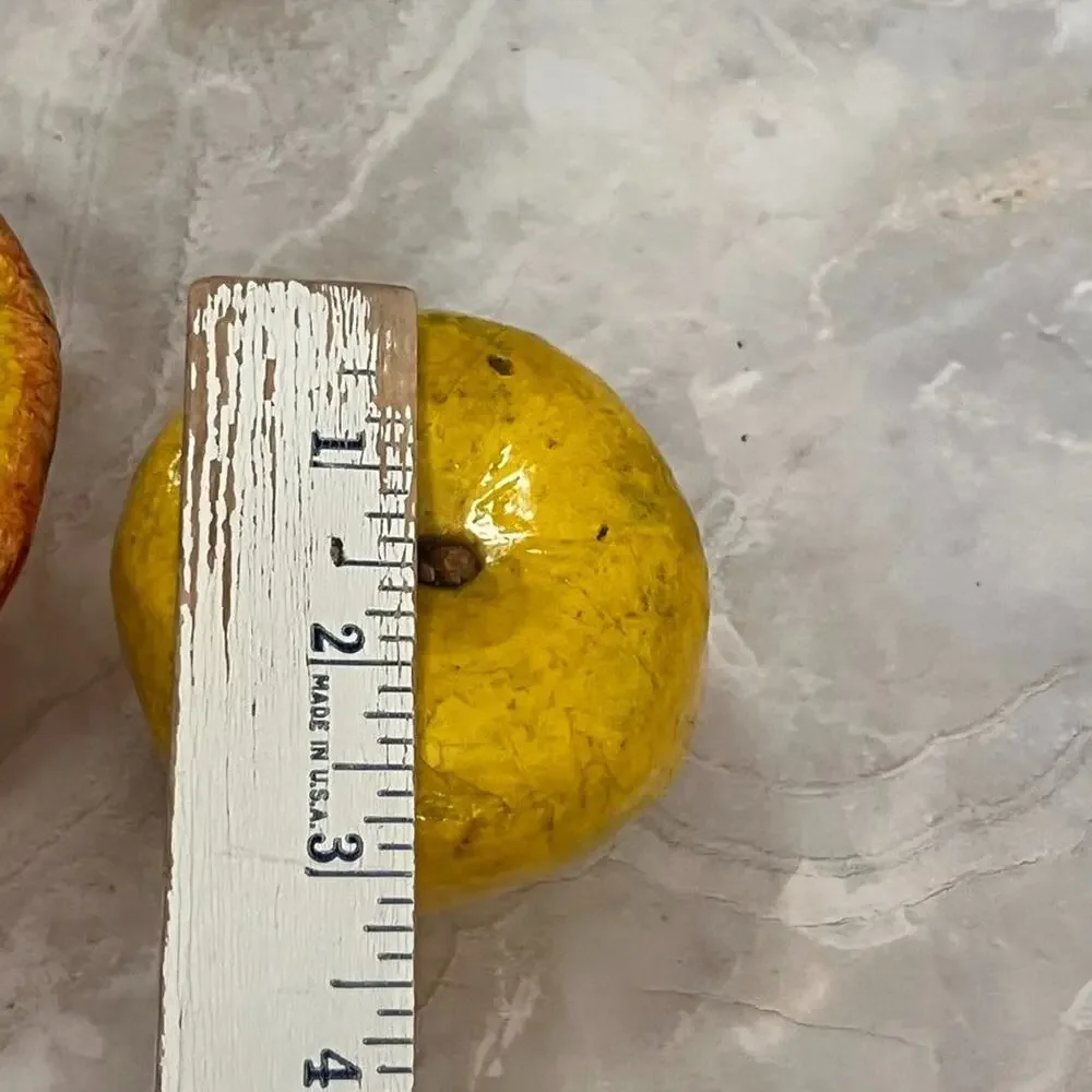 Paper-mache Yellow Apple & Grapefruit Vintage Display Decor Pair Of 2
